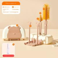 Juego de cepillos de limpieza de biberones multifuncional, oso 8 en 1, cepillo para lavar vasos de vidrio, escurridor de almacenamiento, Kit de cepillo para biberones de León - details 9
