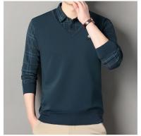 Suéter a cuadros para hombre, jersey de lana, ajustado, elegante, de lujo, falso, de punto, de dos piezas - details 6