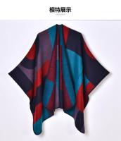 Nueva capa cálida con abertura para mujer, chal sencillo de color geométrico a la moda para otoño e invierno, talla grande para calle - details 1