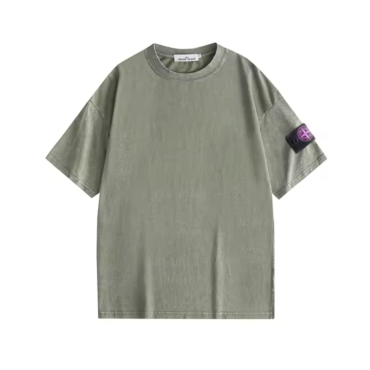 Camiseta de manga corta premium para hombre, estilo hip-hop, con bordado Stone Island, verano 2025 - 1