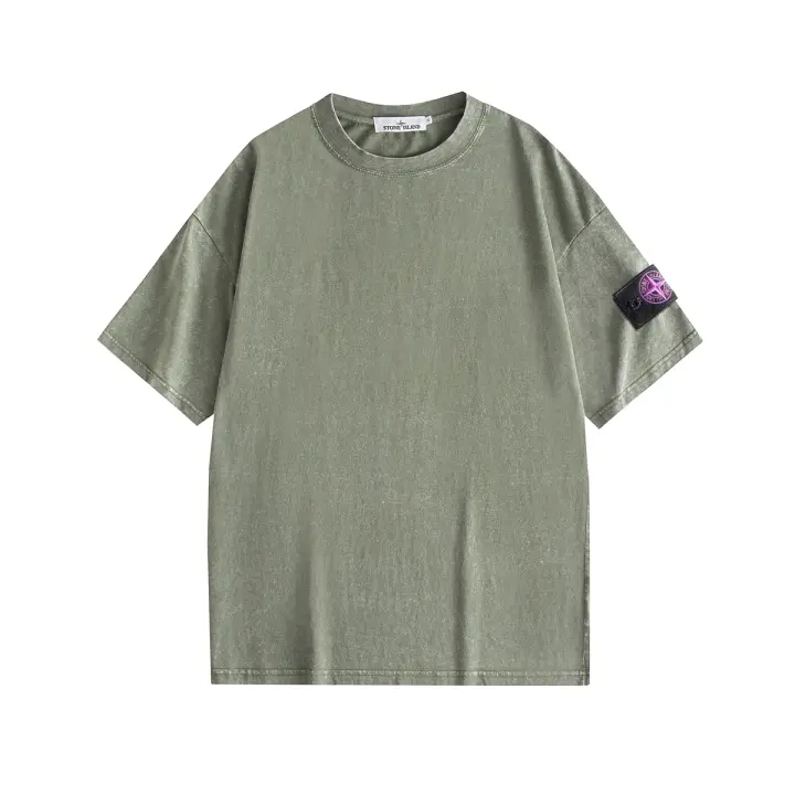 Camiseta de manga corta premium para hombre, estilo hip-hop, con bordado Stone Island, verano 2025 - 1