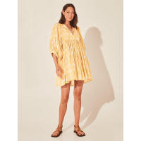 Vestido corto de vacaciones de playa de rayón informal suelto con lazo floral para mujer de moda de verano - details 74