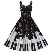 Chaleco casual de mujer con estampado de notas musicales y vestido de pendiente grande. - details 3