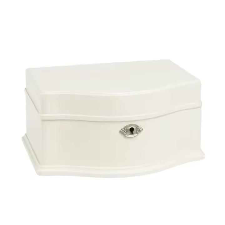 Joyero musical blanco de madera con forma de bailarina blanca con espejo y llave de borla para niños, niñas, regalo de recuerdo musical - 1