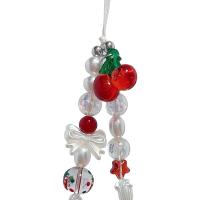 Cadena de teléfono con lazo de cereza roja coreana, cordón con perlas, correa para muñeca, pulsera colgante con cuentas, llavero para iPhone, cuerda para chica - details 4