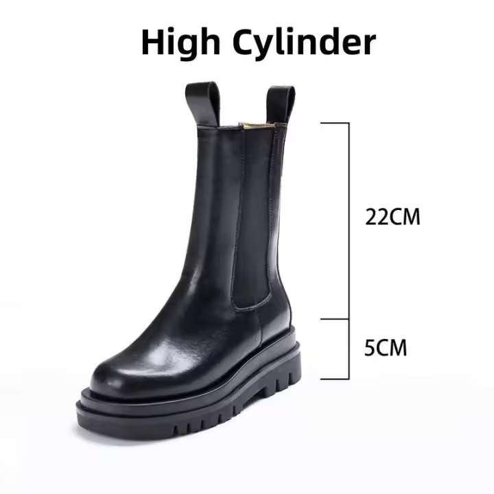 Los botines de mujer de caña media a alta con plataforma impermeable de cuero genuino de alta calidad y estampados florales se convierten oficialmente en los protagonistas. - 1