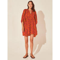 Vestido corto de vacaciones de playa de rayón informal suelto con lazo floral para mujer de moda de verano - details 89