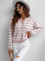 Cárdigan de punto a rayas para mujer, chaqueta Vintage con bolsillos, color rosa, otoño e invierno, 2023 - details 30
