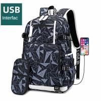 Mochilas impresas de moda para hombres y mujeres, estudiantes de secundaria y estudiantes de secundaria, interfaz usb, mochilas con patrones geométricos personalizados - details 27