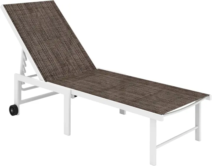 Reclinable Exterior con Ruedas Respaldo Ajustable en 5 Niveles y Estructura de Acero Carga 120 kg para Patio Terraza Balcón 166x60x84 cm Gris - 1