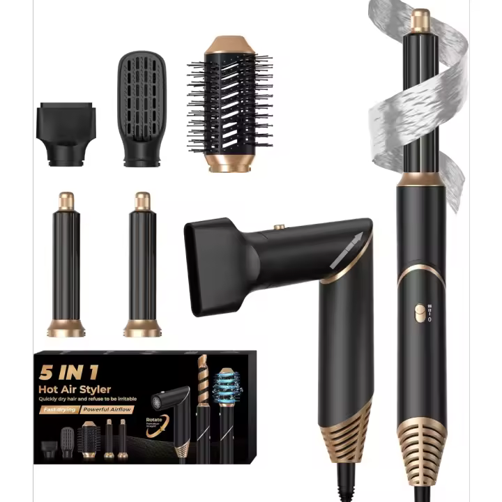 Secador de Pelo 5 en 1 para Mujer Cepillo de Peinado con 5 Accesorios Alisador de Pelo, Ondas, Moldeador de Pelo - 1