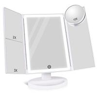 LZ1217 Espejo Cosmético, Espejo Trifold con 1x/2x/3x/10x de Aumento, Pantalla Táctil Ajustable y Barra de Luz LED, Espejo Cosmético Iluminado para Mesa - details 6