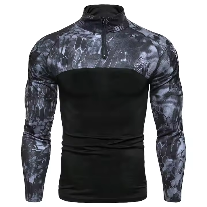Camiseta de manga larga para hombre primavera/verano, camuflaje, bloques de color - 1