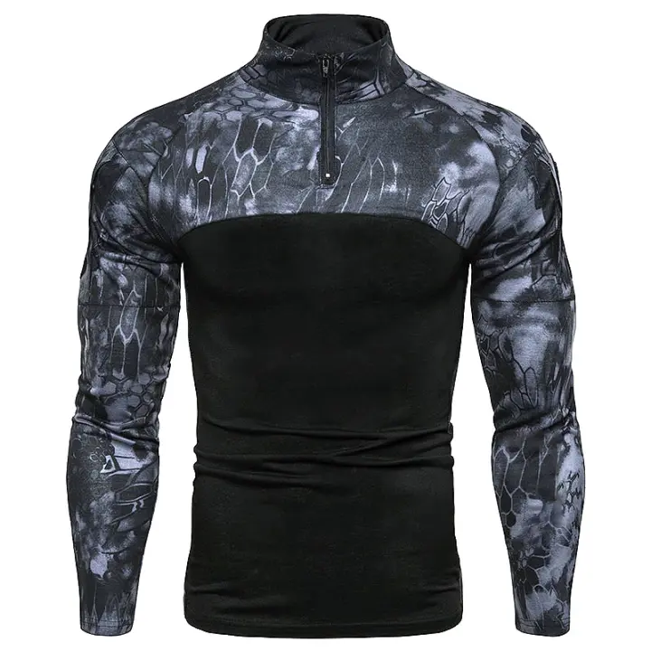 Camiseta de manga larga para hombre primavera/verano, camuflaje, bloques de color - 1