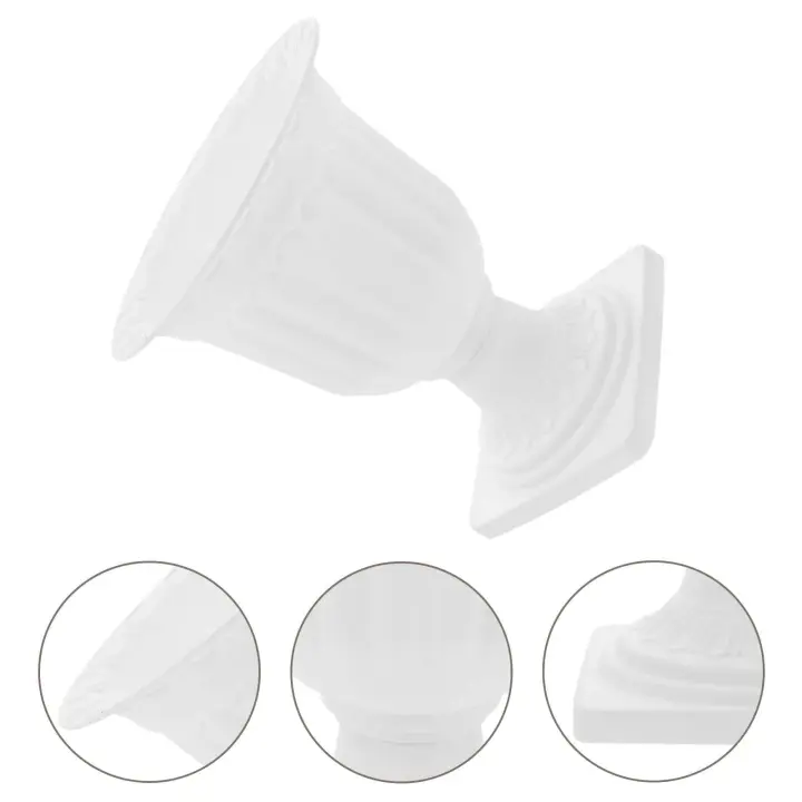 Urna clásica floral decorativa de plástico premium blanco, contenedor interior, ETA vintage, eternidad romana, suministros de jardín creativos - 1