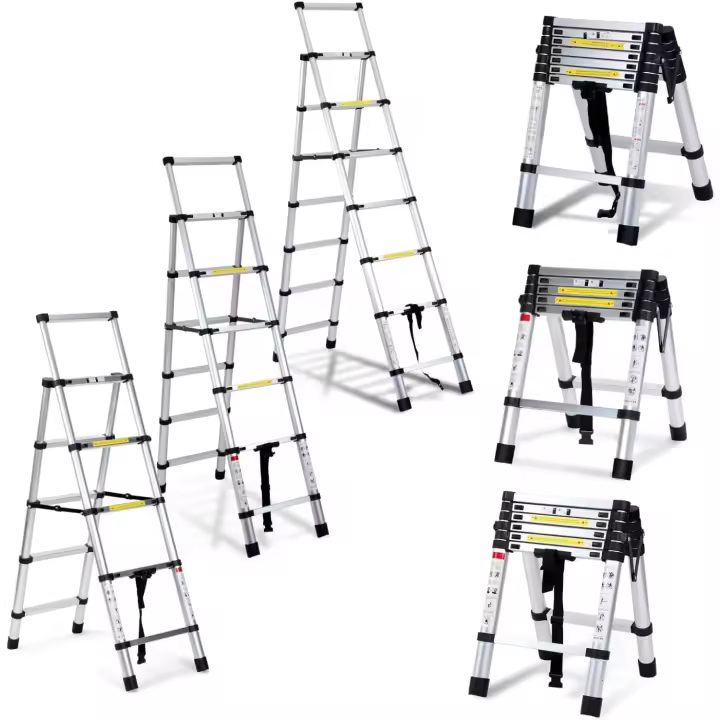 Escalera Telescópica de Aluminio de 5m Portátil, Desmontable, Antideslizante, Extensible, Multiusos, Carga de 150kg Mejoras del Hogar y Herramientas - 1