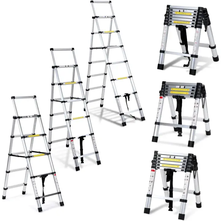Escalera Telescópica de Aluminio de 5m Portátil, Desmontable, Antideslizante, Extensible, Multiusos, Carga de 150kg Mejoras del Hogar y Herramientas - 1