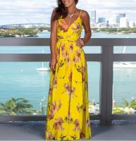 Vestido Floral largo bohemio para mujer, falda sin mangas, cuello en V, Espalda descubierta, primavera, verano, negro, blanco, azul, red42, 40, 38 - details 16