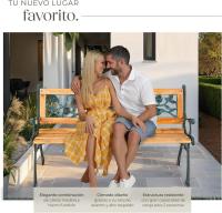 Banco de Jardín Exterior, Madera Lacada y Hierro Fundido, Diseño Elegante, Resistente y Estable, Patio y Terraza - Cruzado - details 21
