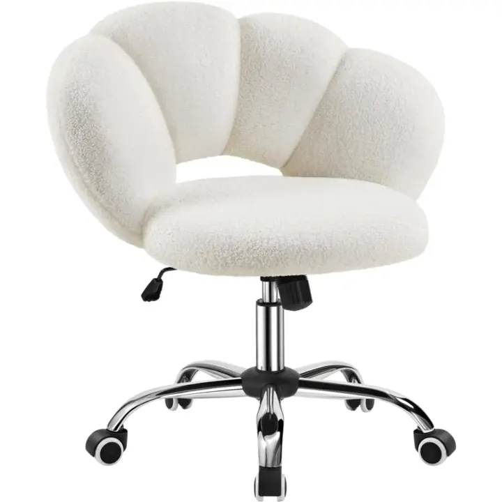 Silla de Escritorio Ergonómica Diseño Nube en Tejido Bouclé Altura Ajustable Ruedas Giratorias - 1