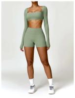 Fierss Conjunto de Yoga, Soft Gym Tre, Color Sólido, Transpirable, Traje de Entrenamiento para Correr para Mujer, 2 Piezas - details 14