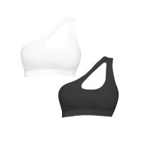 Sujetador deportivo para mujer, sujetadores de realce para Fitness, sujetador de Yoga a prueba de golpes con un hombro, sujetador para correr y Yoga blanco y negro, chaleco Sexy - details 8