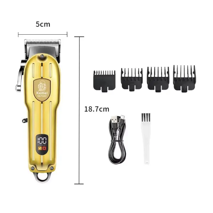 Kemei-cortadora de pelo inalámbrica para hombre, maquinilla eléctrica recargable para Barba, peluquero profesional, Máquina para cortar cabello, Kit de aseo - 1