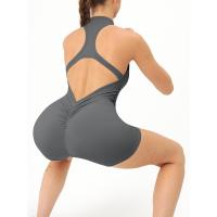 Verano de alta intensidad de ejercicios de espalda, body de yoga, body ajustado de fitness con cremallera color piel para levantamiento de glúteos. - details 16
