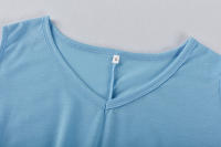 Vestido de manga corta para mujer, camiseta retorcida con hombros descubiertos, Color sólido, verano europeo y americano, primavera y verano - details 15
