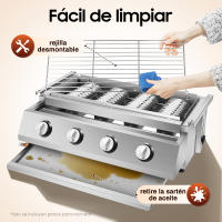 Parrilla de gas para barbacoa de 4 quemadores de acero inoxidable, plancha de gas LPG, parrilla de mesa para picnic de 58 x 40 x 20 cm - details 1