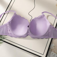 Sujetador de talla grande con diseño fino, espalda bonita, lencería sexy de talla grande con banda de acero para dar forma, color morado. - details 5