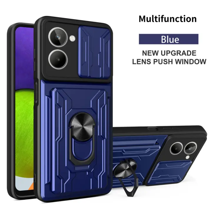 Funda con soporte magnético para OPPO Realme, carcasa con ranura para tarjeta, para modelos 10, 4G, 9, 8, 7 Pro, 8i, 9i, C35, C31, Reno 8, 8T, A17, A58, A57, A52, A72, A76 - 1