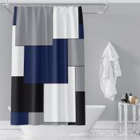 Cortina de ducha – Rectángulo cuadrado – 180 x180 cm – Lavable – Antimoho – con 12 anillas – Rojo Gris Negro Blanco - details 1