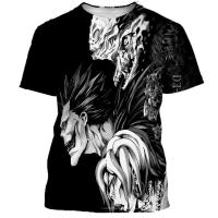 Camiseta con estampado 3D de Anime japonés Death Note para hombre, camiseta informal de talla grande con movimiento Haruku Street Hip Hop, transpirable de secado rápido - details 7