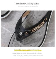 Zapatillas de mujer, novedad de verano, zapatos deslizantes con botones de Metal a la moda, sandalias de playa con cuña, chanclas de ocio con plataforma exterior para mujer - details 10