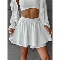 Nuevo conjunto casual para mujer con camisa de manga larga con volantes y botones y pantalones cortos de doble capa - details 7