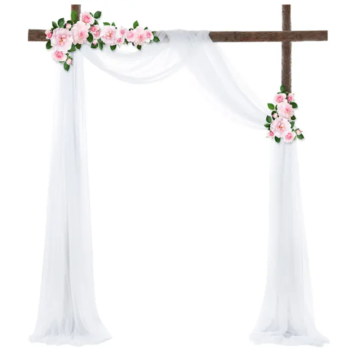 Cortinas de gasa para habitación, tela drapeada para decoración de bodas, suministros para fiestas, ceremonias, recepción, cortinas decorativas - 1