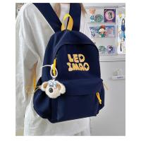 Mochila coreana simple de color sólido con alfabeto para estudiantes, mochila ligera de gran capacidad para viajes, mochila informal versátil - details 14