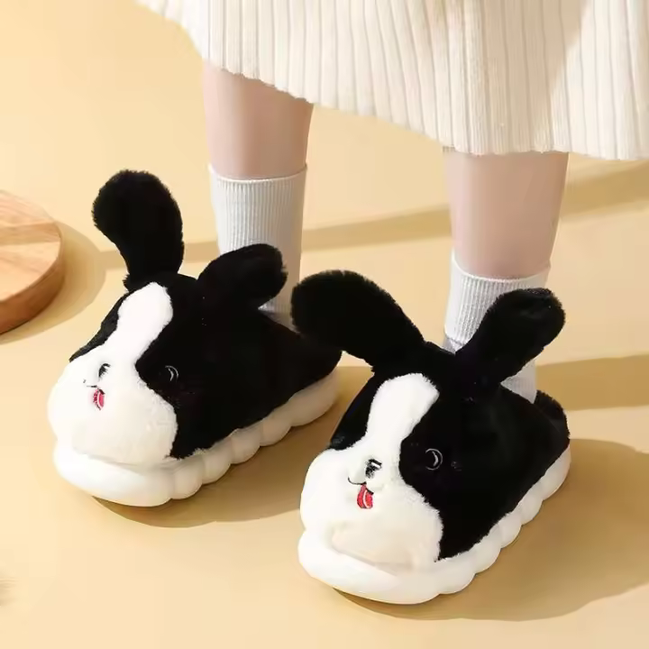 Divertido patente jugable lindo conejo señora 4 cm plataforma invierno cálido zapatos para el hogar zapatillas suaves de felpa para caminar - 1