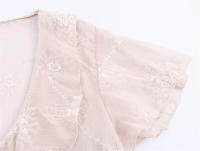 OUWU-2025, Nuevo Verano Elegante Rosa Manga Corta Camisa con Cuello en V - details 5