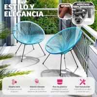 Juego de Sillas de Jardín Exterior Estilo Acapulco Resistente a la Intemperie, Polietileno para Cintas y Patas, Hasta 120kg Negro - details 30