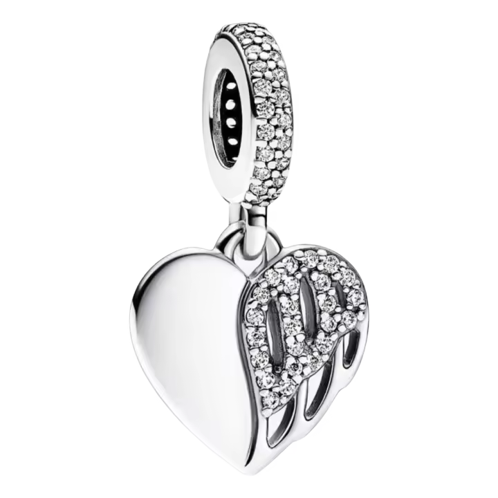 Colgante con dijes en plata de ley con corazones y ángeles 792646C01, incluye Ca original - 1