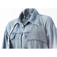 Chaleco de cuello halter, camisa de mezclilla 2025, moda femenina, manga larga, top casual de calle con cuello vuelto - details 7