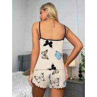 Conjunto de pijamas con estampado de mariposas para mujer, camisola informal a cuadros a la moda, pantalones cortos para mujer - details 10