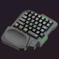 Teclado USB con cable para una mano, 35 teclas luminosas para juegos, tableta, ergonómico, colorido, reposabrazos - details 4