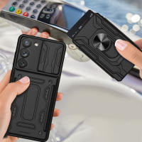 Funda con soporte y ranura para tarjeta para Samsung Galaxy S25, S24, S23 Ultra, S22, S21 FE, A16, A15, A14, A54, Note 20, Ultra, protección de cámara - details 1