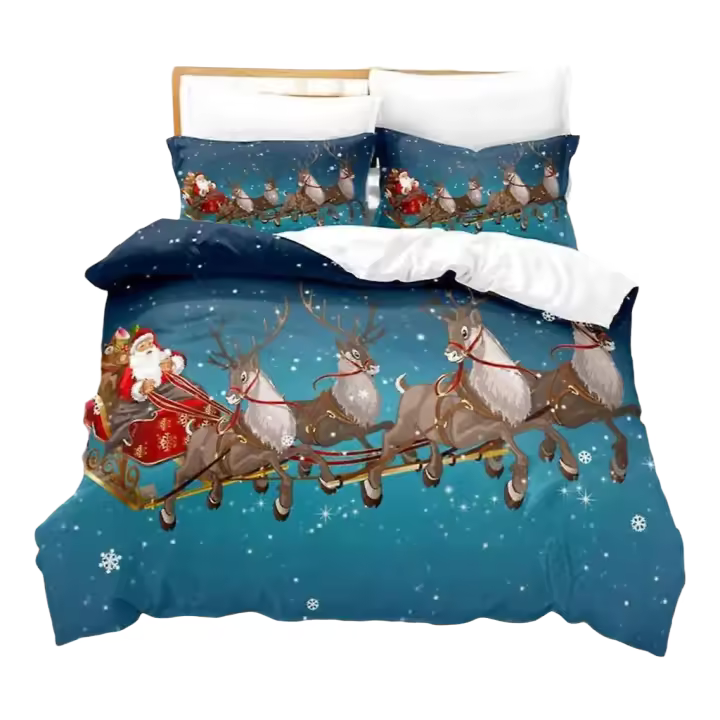 Conjunto de Cama de Santa Claus Diseño de Moda 3 Piezas Tapiz de Edredón - 1