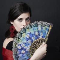 12 abanicos de mano con adornos negros, abanico plegable floral retro, abanico plegable de estilo chino de verano, adecuado para mujeres, actuaciones de danza y accesorios de fotografía - details 5