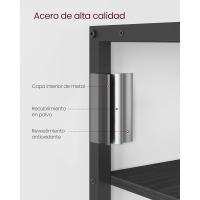 Estantería de 5 Niveles Diseño Rústico Marrón y Negro para Sala, Baño, Cocina Montaje Simple - details 12