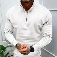 Chaqueta de color liso con cuello alto y media manga larga, para hombre - details 9